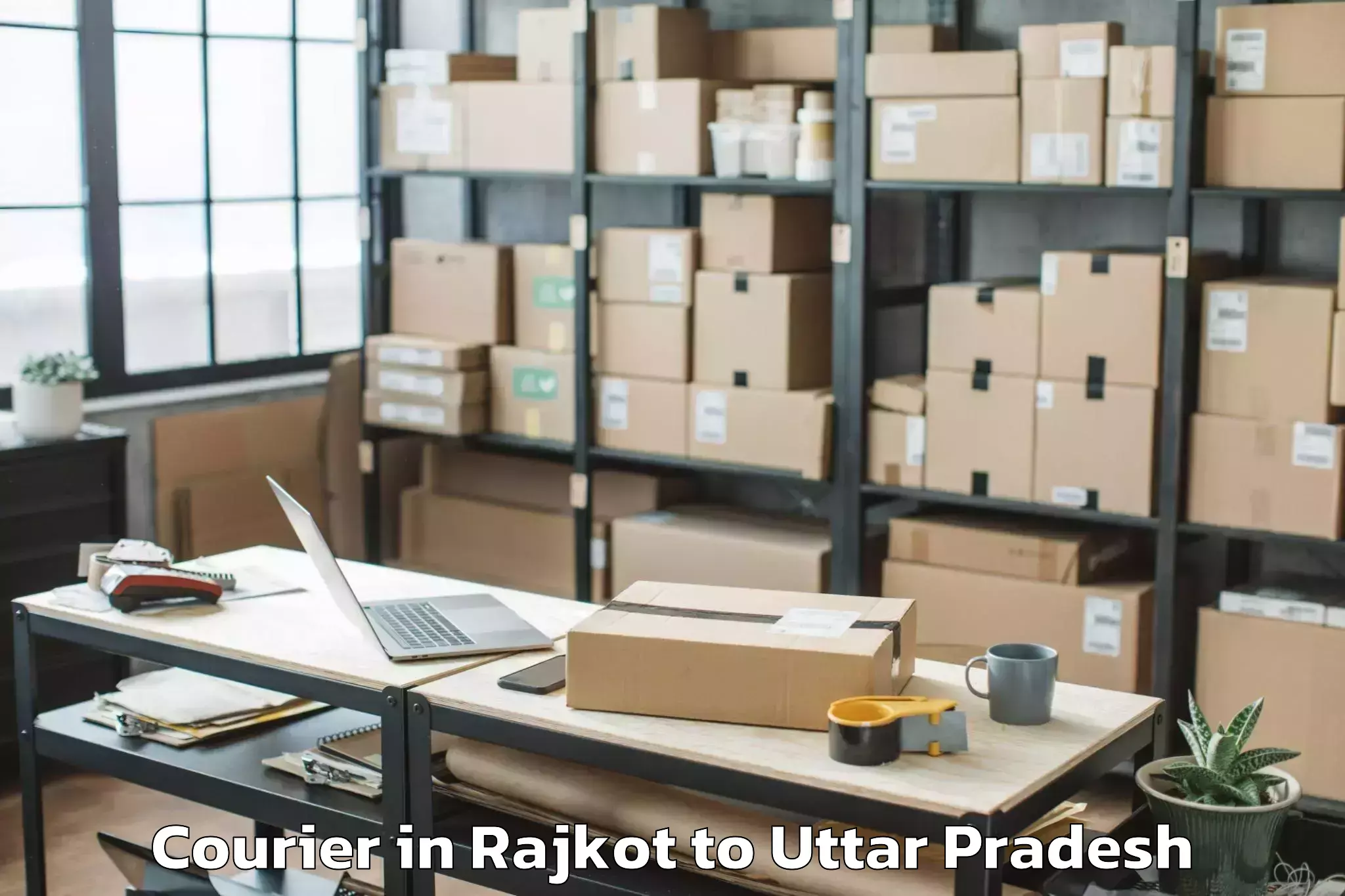 Easy Rajkot to Gopiganj Courier Booking